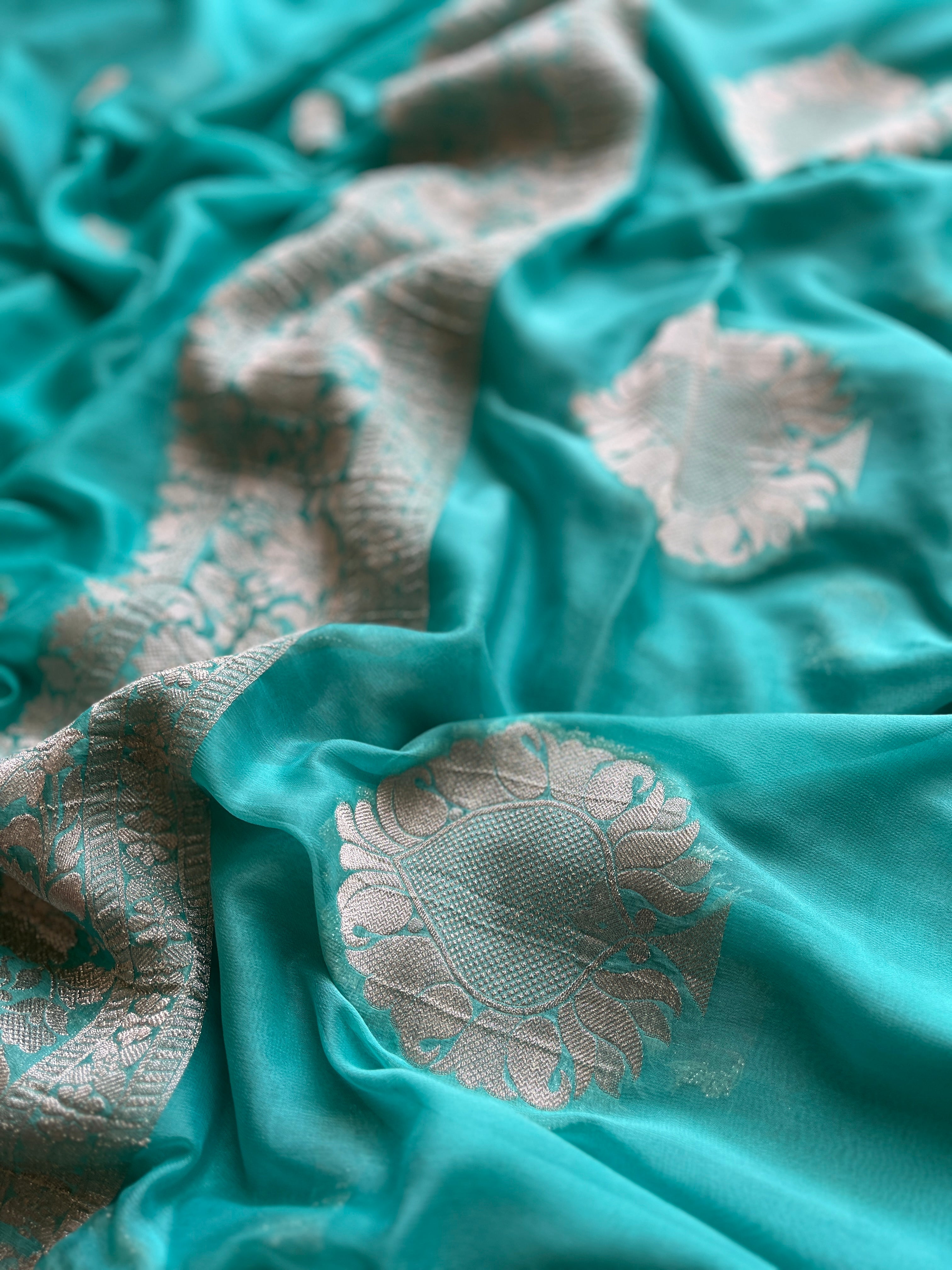 Blue Chiffon Saree
